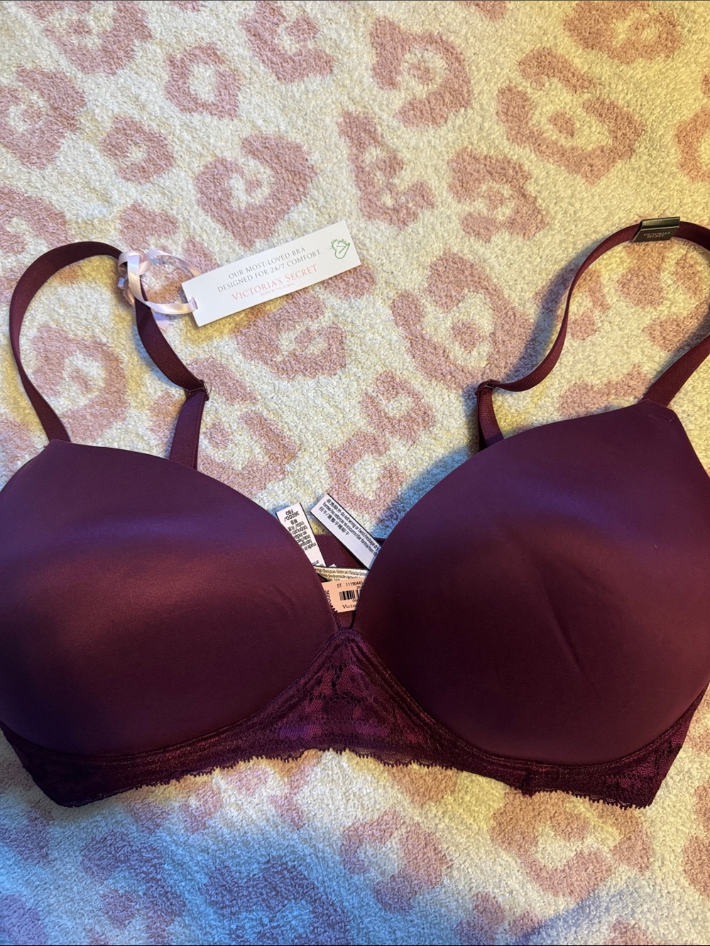 Victoria's Secret Plum Lace-Trim T-Shirt NURSING Bra